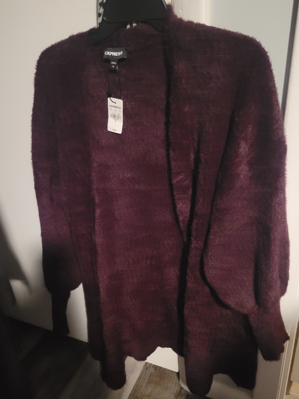 Express Plush Open-Front Cardigan Sweater - Plum
